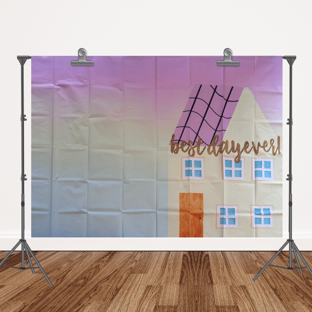 Peppa Pig House Rainbow Vinyl Backdrop