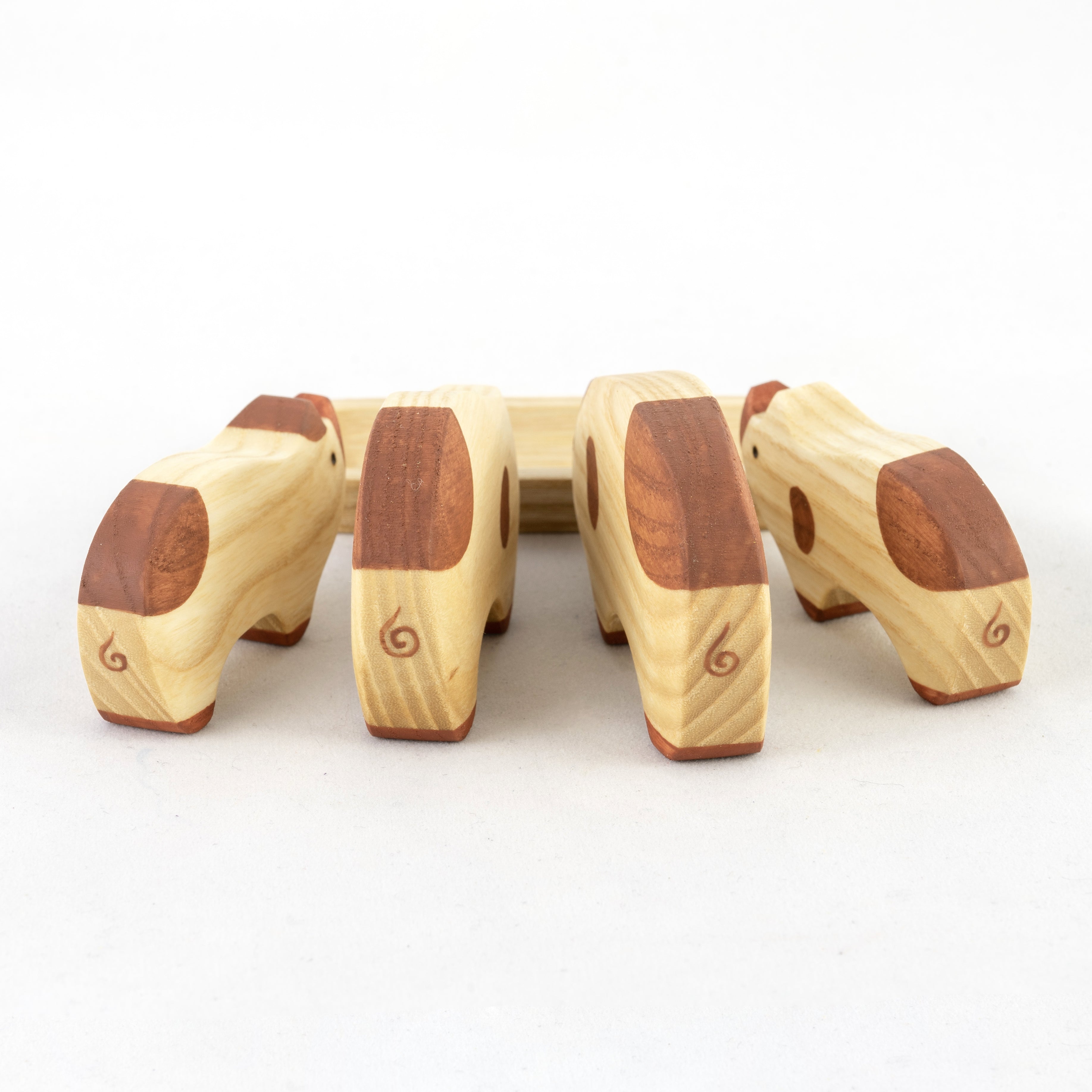 Wooden Pig Toy Set Painted- 4 Pieces