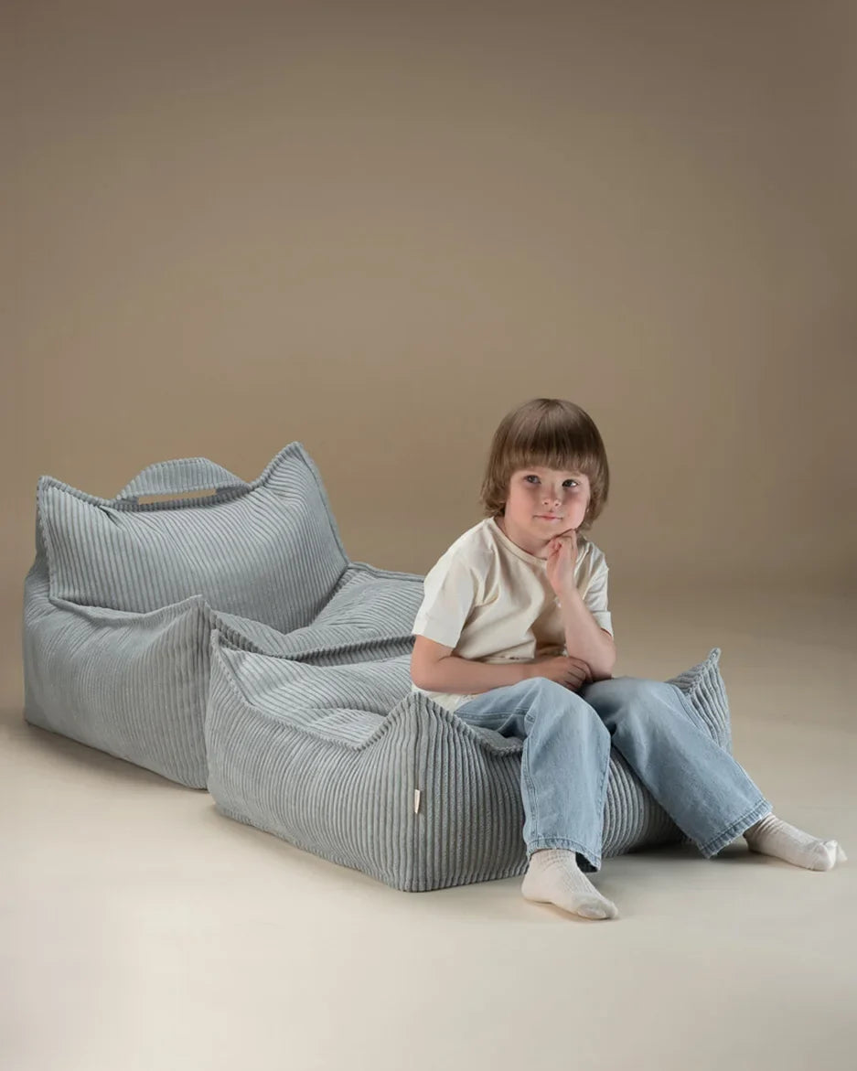 Peppermint Green Beanbag Chair And Ottoman Set