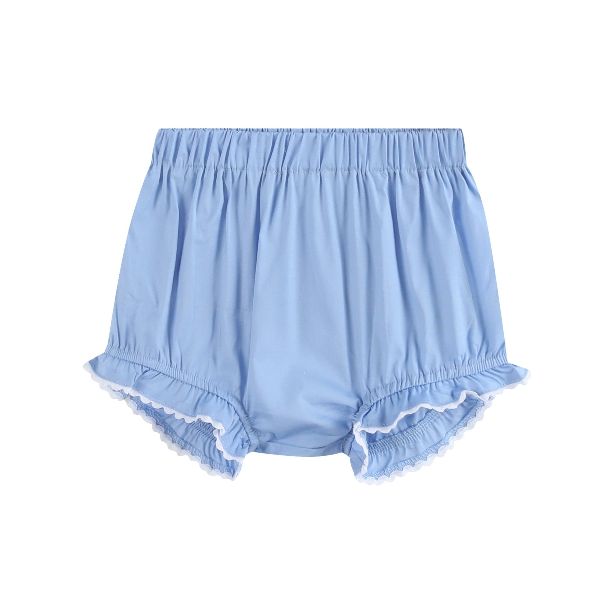 Periwinkle Blue Crosses Smocked Dress And Bloomers Set