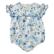 Periwinkle Blue Floral Print Girl Romper