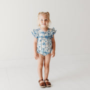 Periwinkle Blue Floral Print Girl Romper