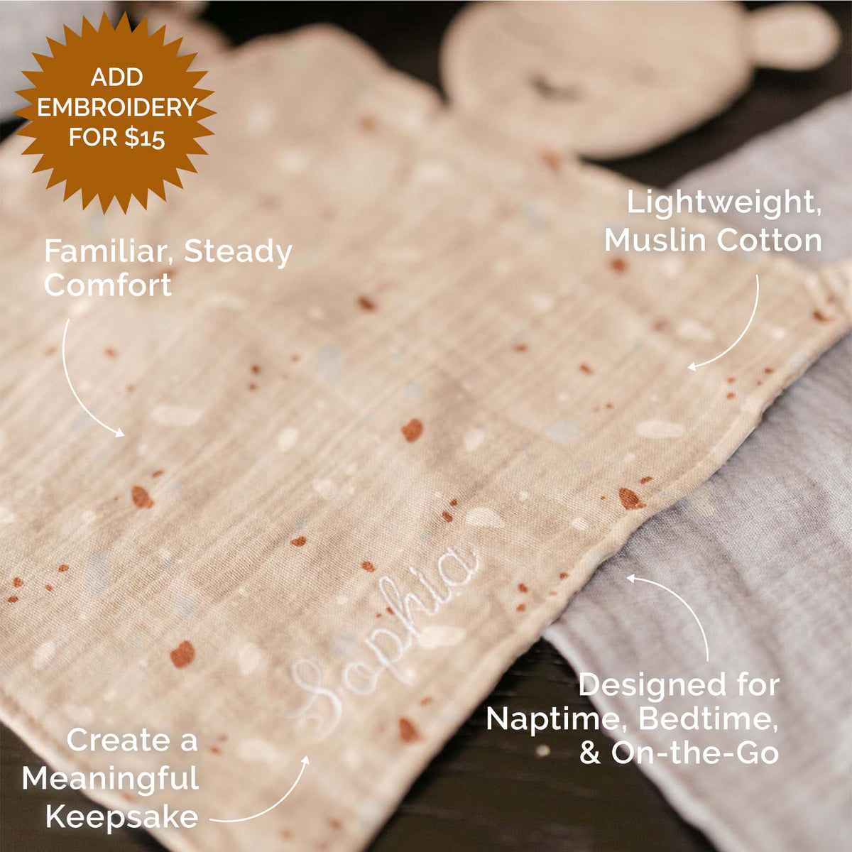 100% Muslin Lovey - Alpaca