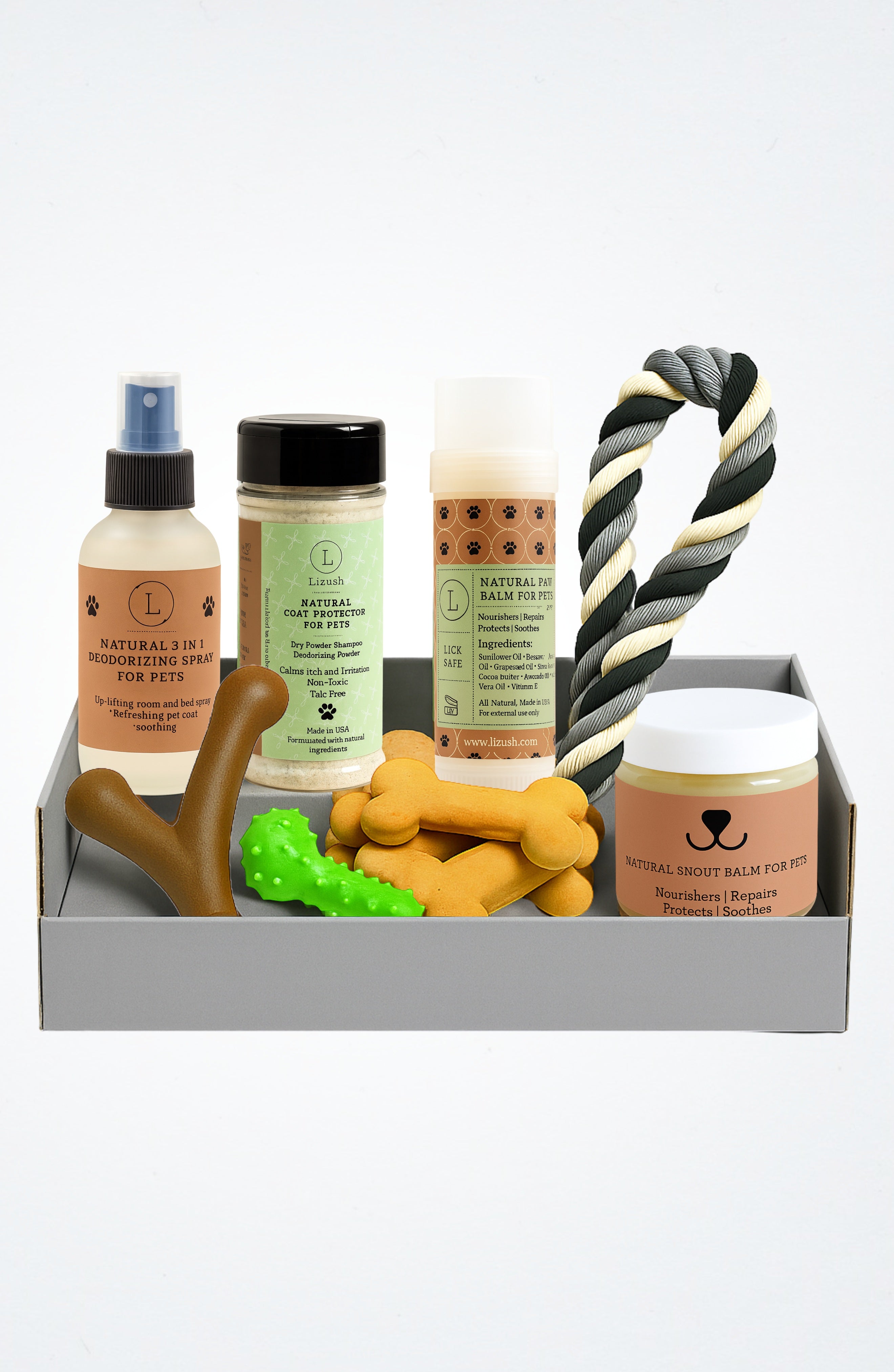 Pet Pampering Gift Box -all-natural Pet Wellness Kit – Soothing Balms & Herbal Coat Powder