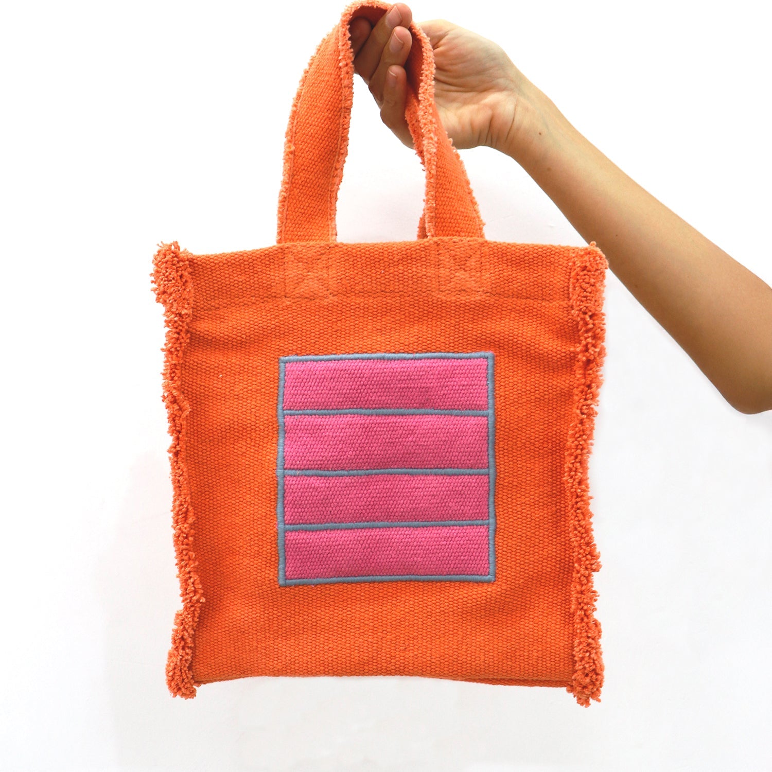 Peter Halley Fabric Handbag Orange Cell