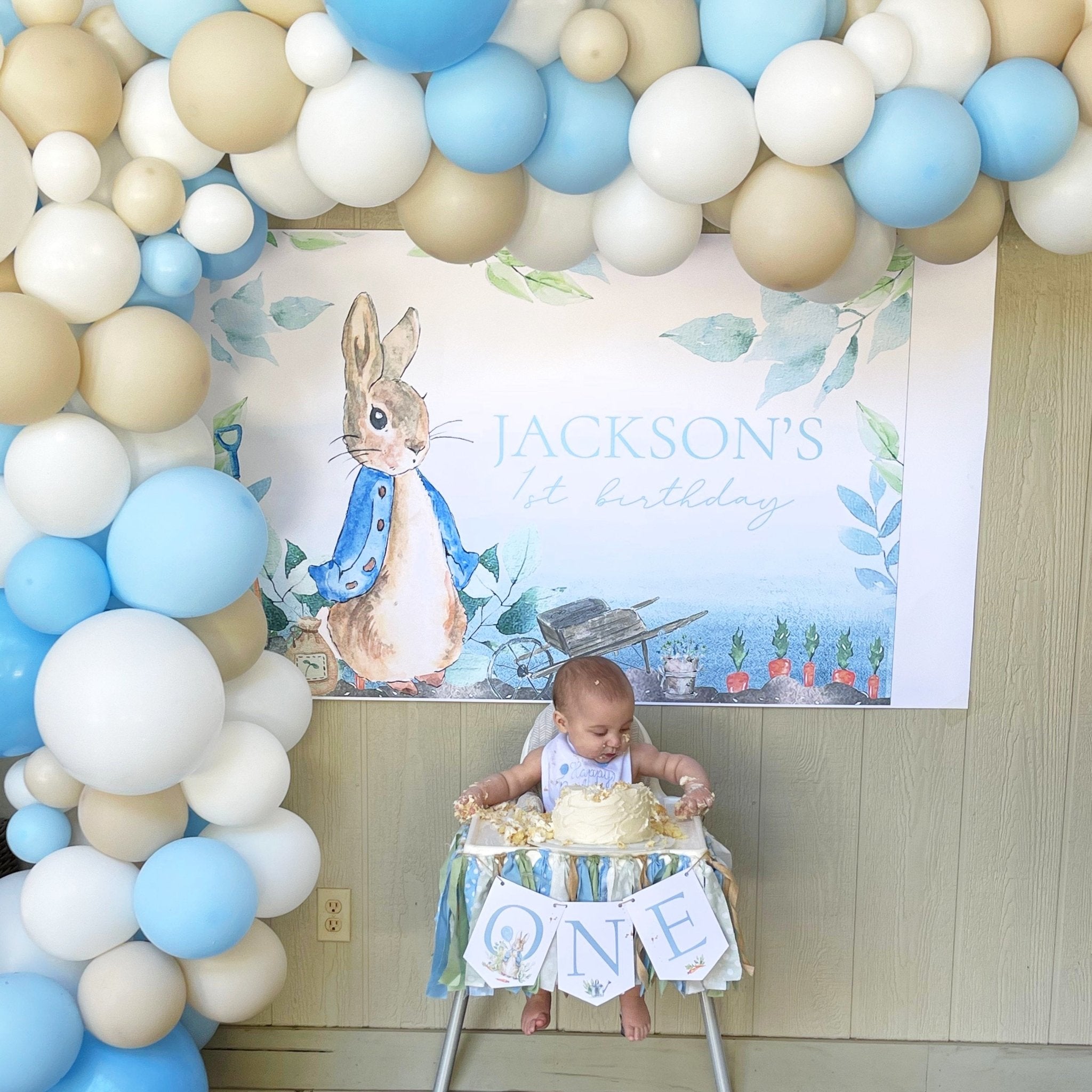 Peter Rabbit Pastel Blue And White Balloon Garland Kit