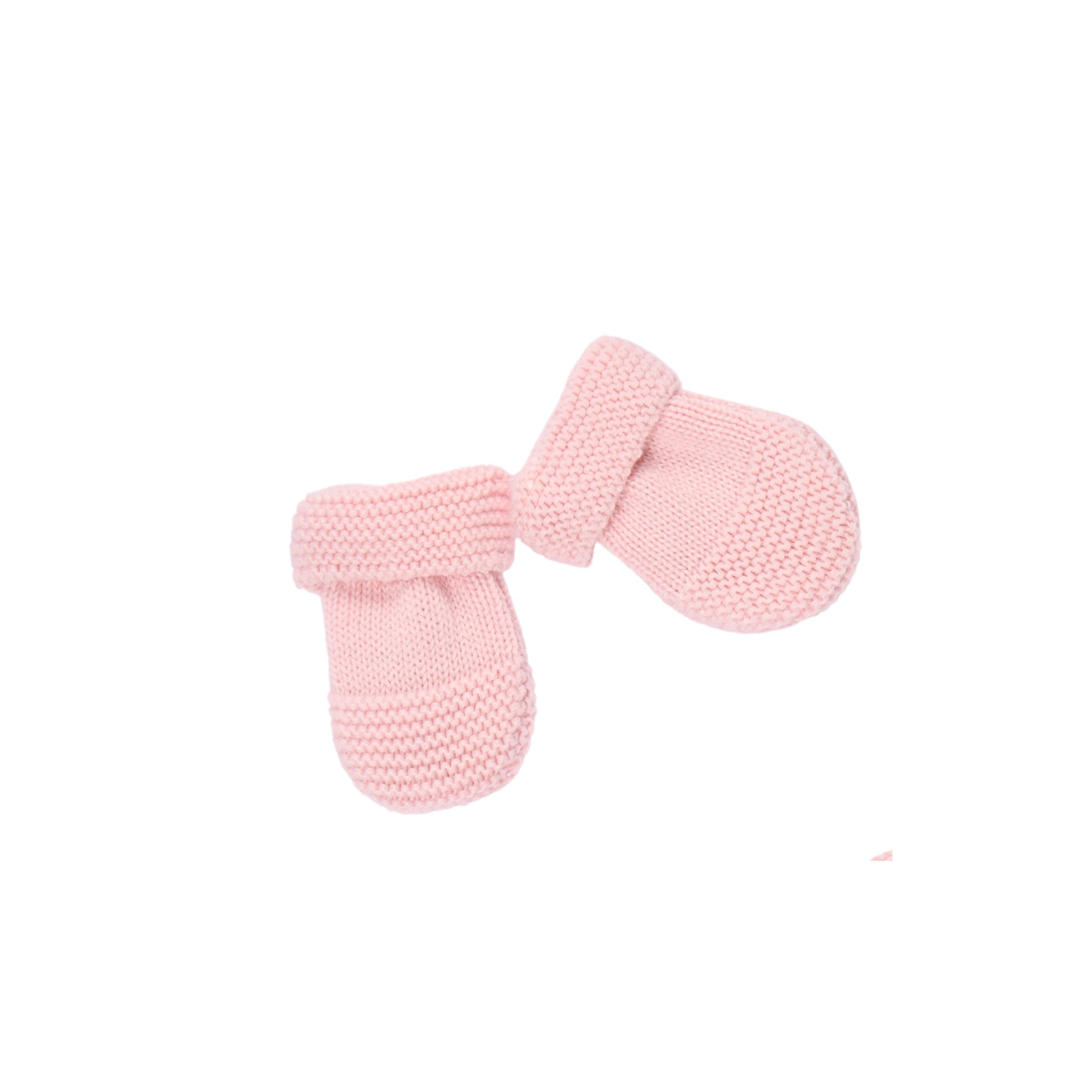 Petit Sweeny | Girls Pink Organic Cotton Knit Mittens