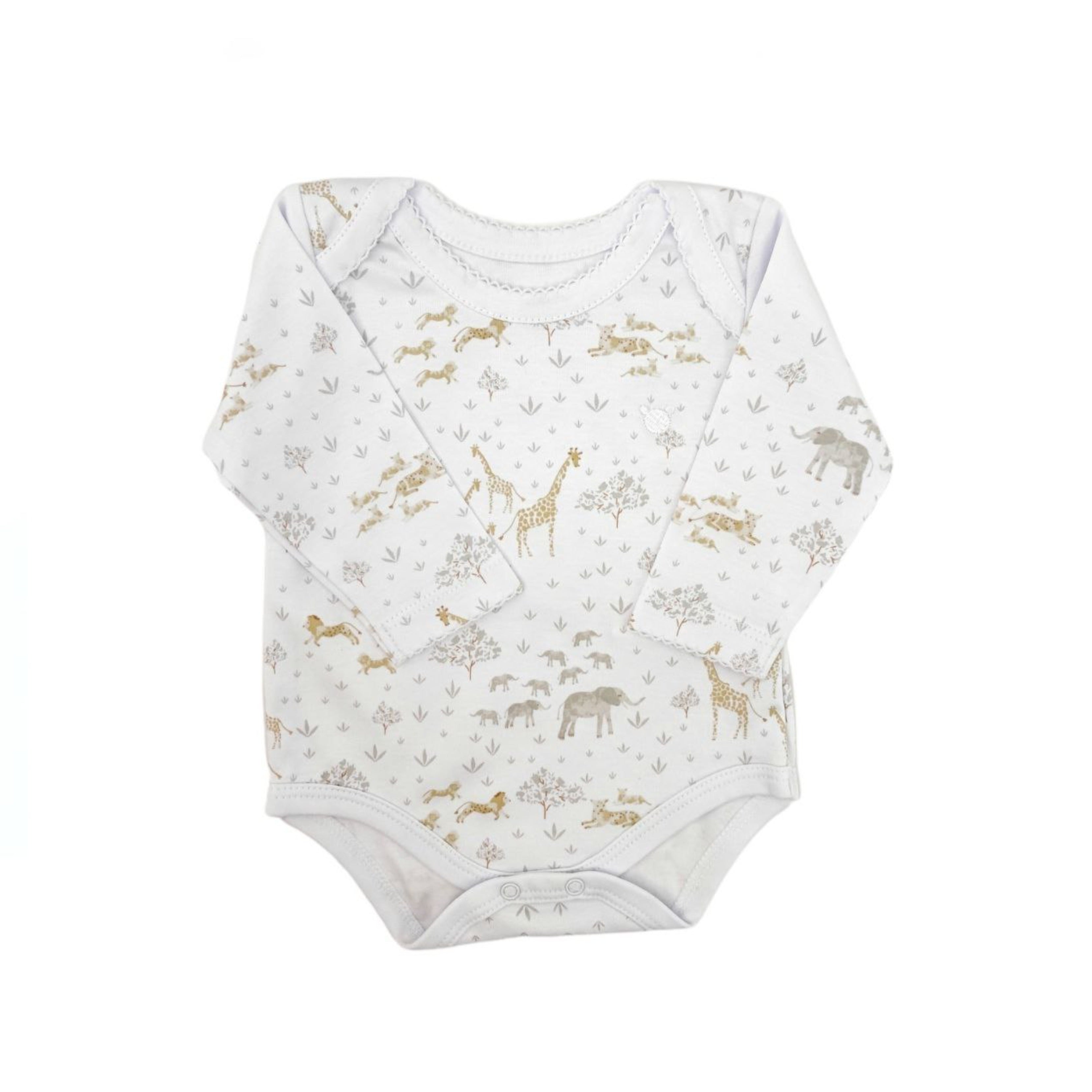 Safari Long Sleeve Bodysuit, White