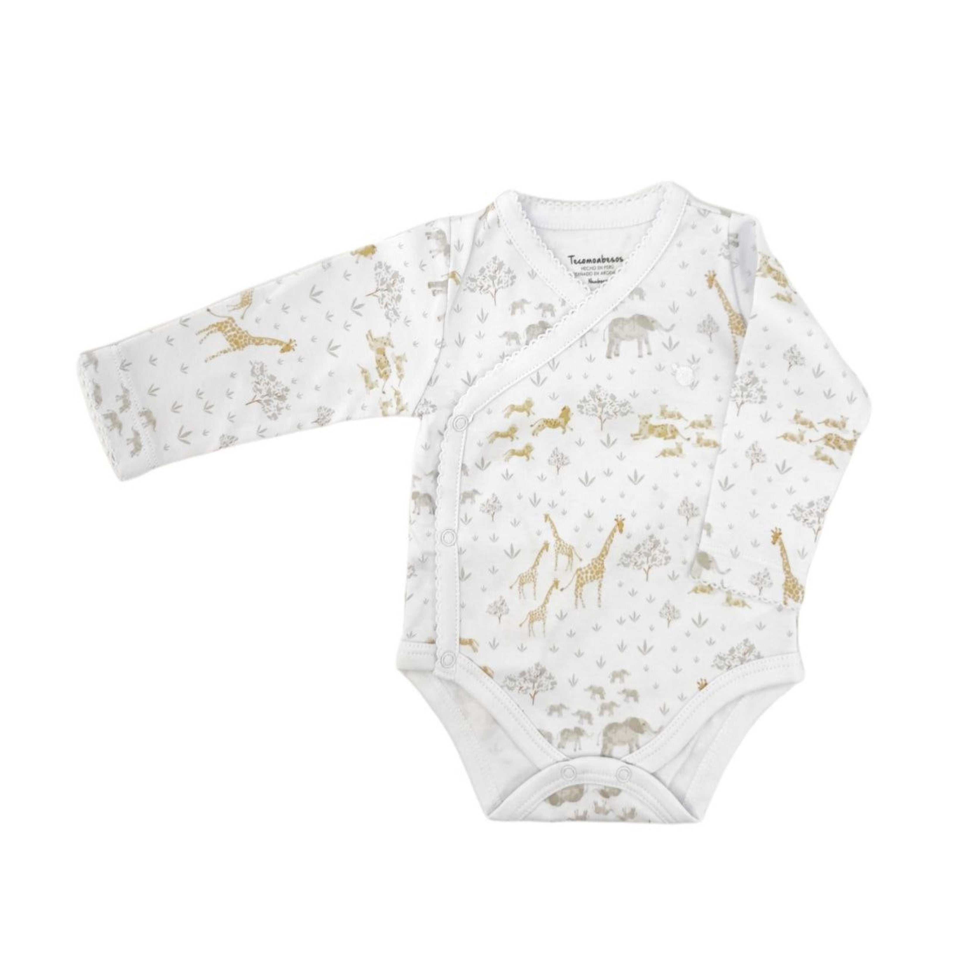 Safari Crossed Long Sleeve Bodysuit, White