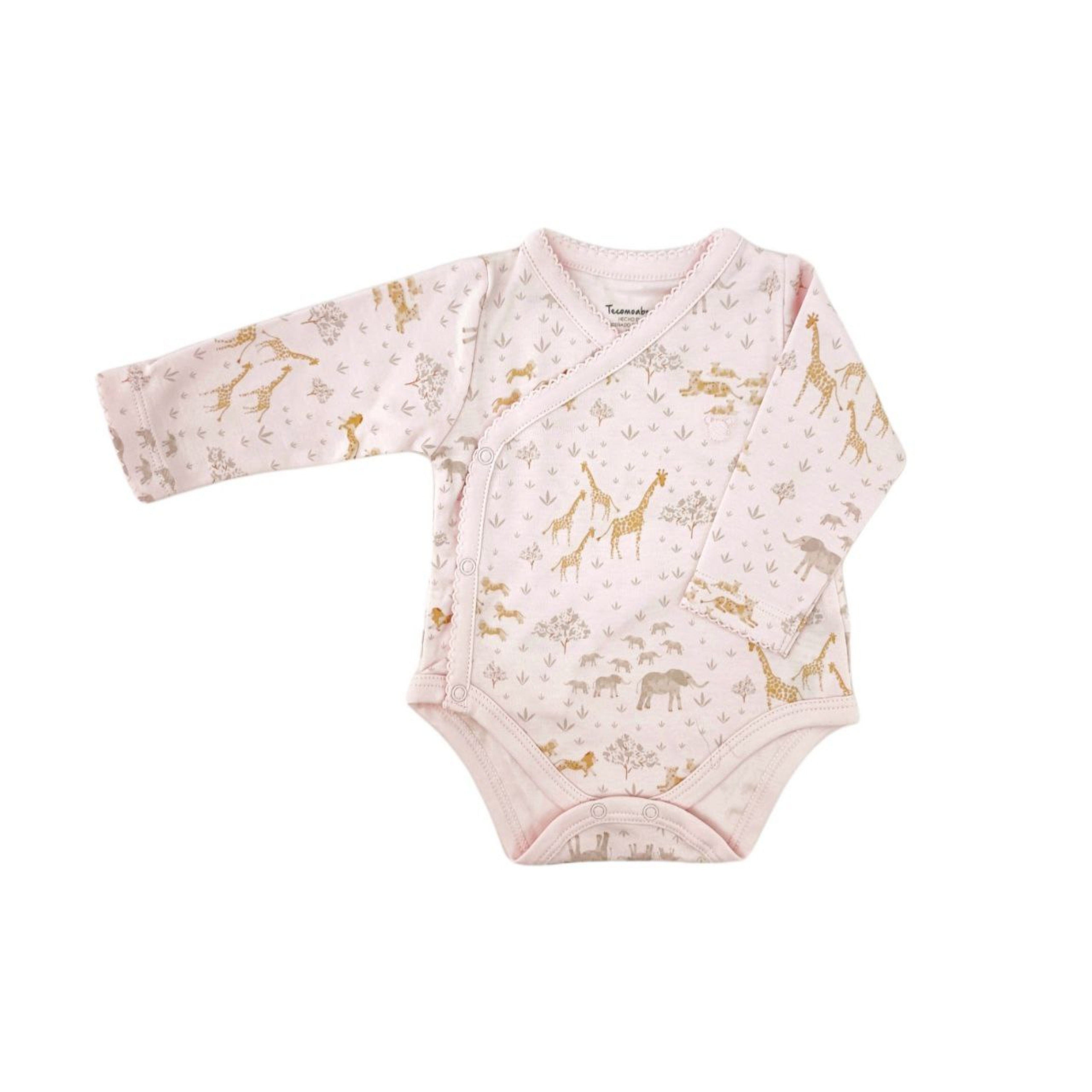 Safari Crossed Long Sleeve Bodysuit, Pink