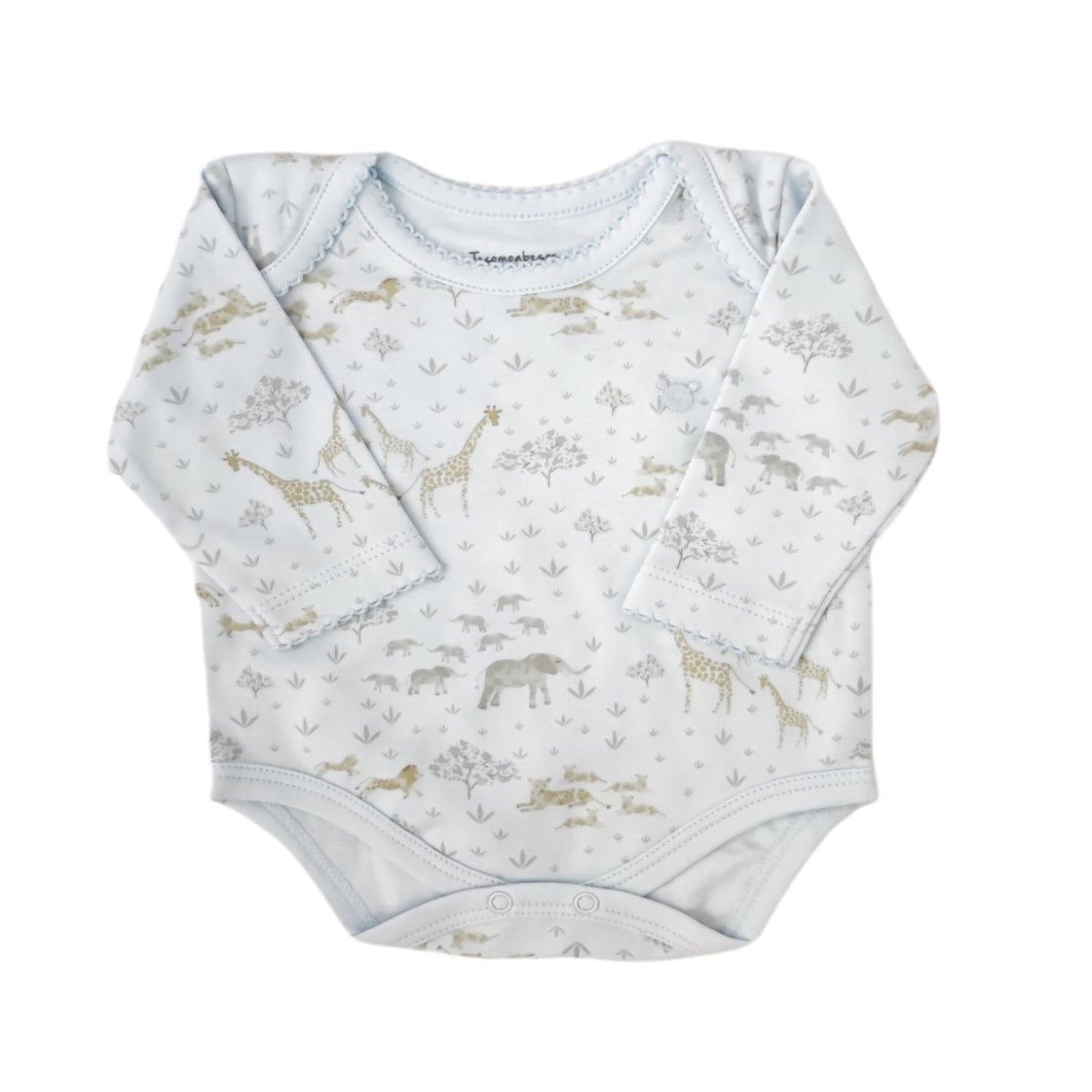 Safari Long Sleeve Bodysuit, Blue