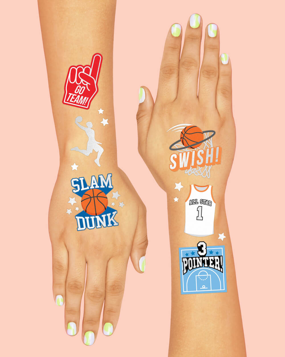 Basketball Tats - 58 Foil Temporary Tattoos