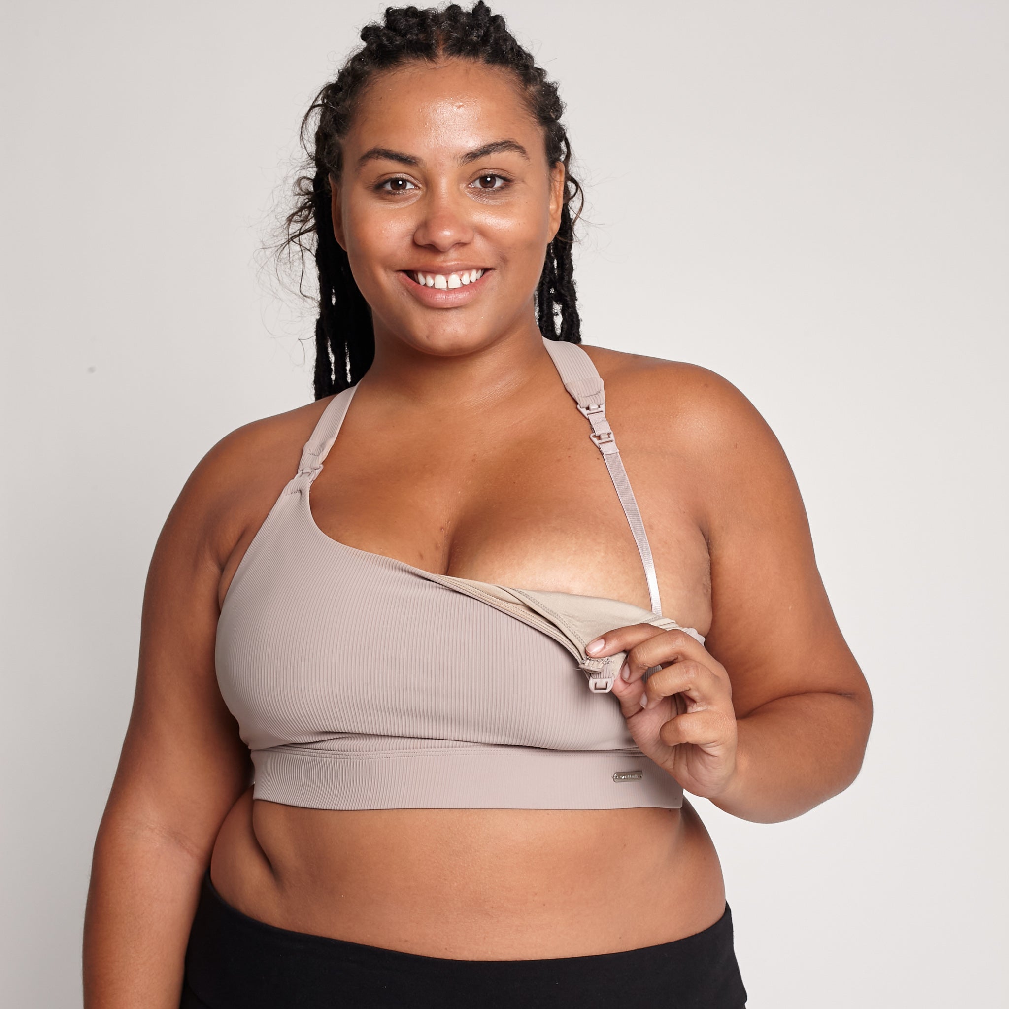 Venice 3 Ultimate Support Full Coverage Nursing & Pumping Sports Bra (ribbed Chai)