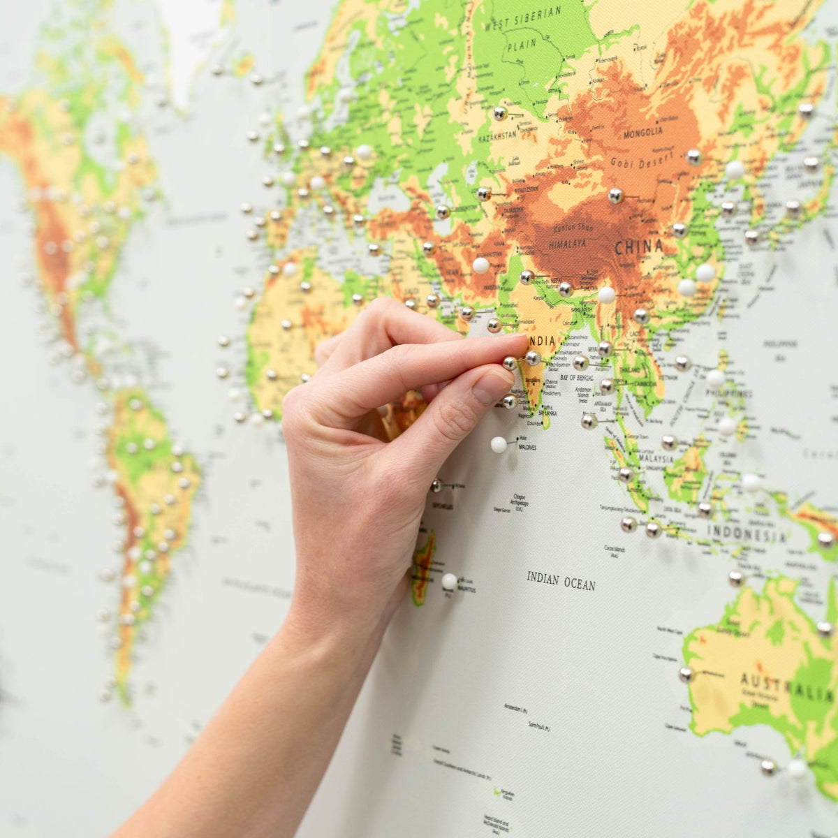 World Map On Canvas - Physical