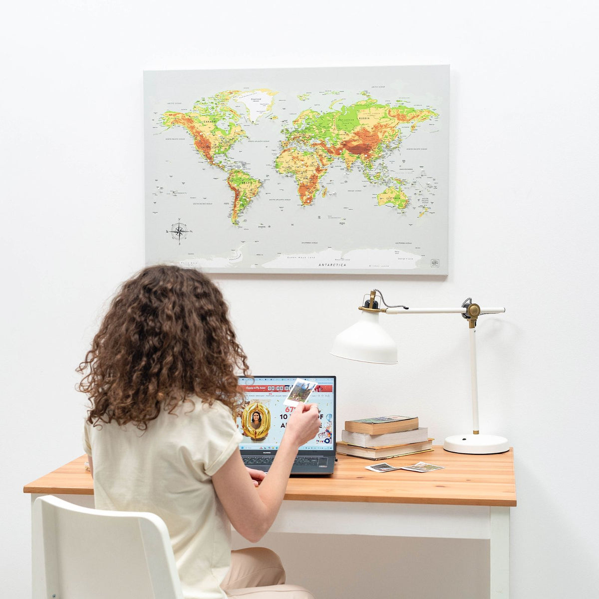World Map On Canvas - Physical