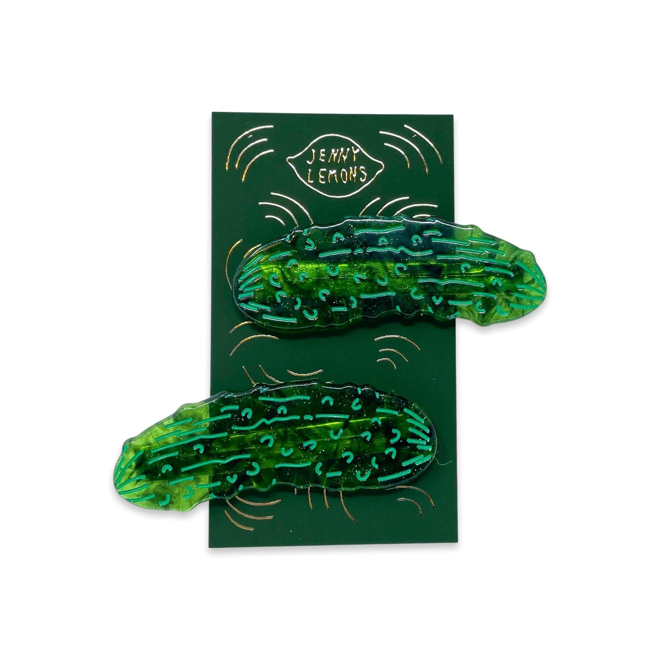 Pickle Alligator Hair Clip Set