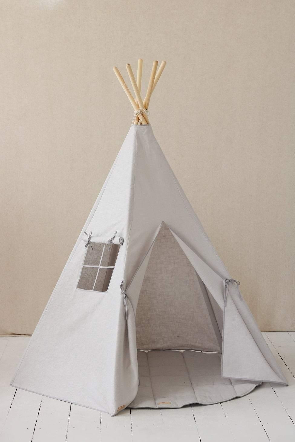 pigeon Grey Teepee Tent And Round Mat Set