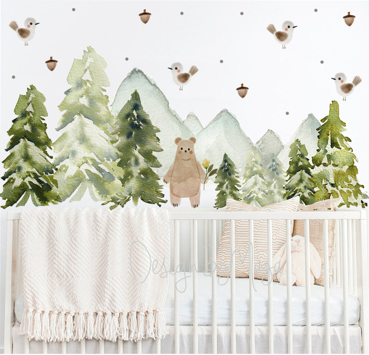 Woodland Pine Trees - Fabric Nursery Wall Art Decals