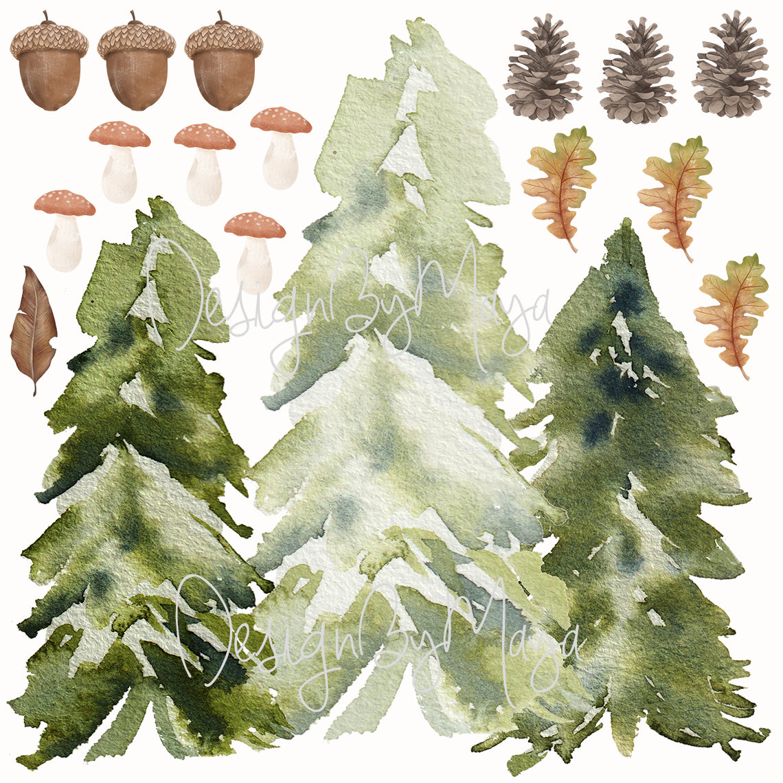 Woodland Pine Trees - Fabric Nursery Wall Art Decals