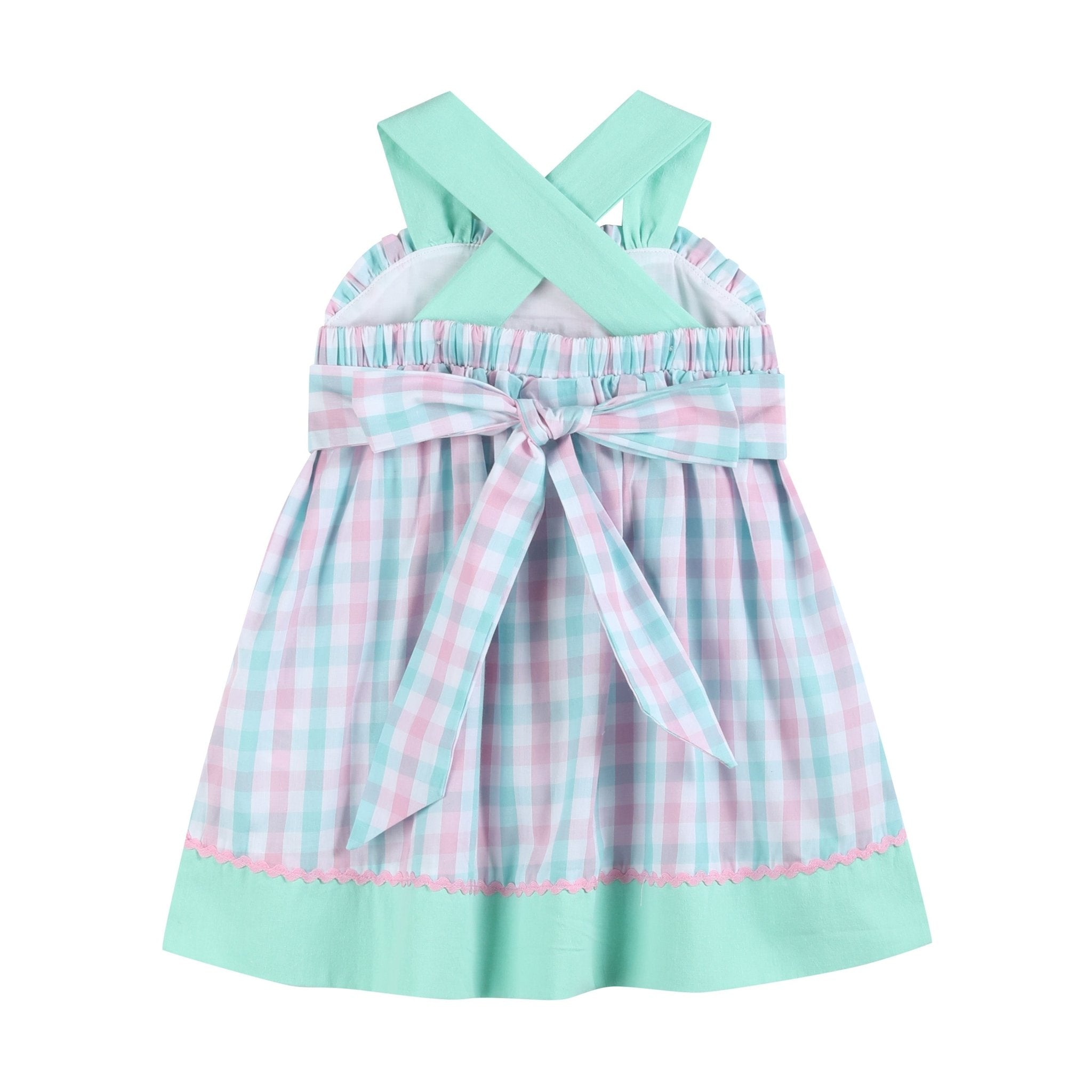 Pink And Aqua Seashell Smocked Sundress