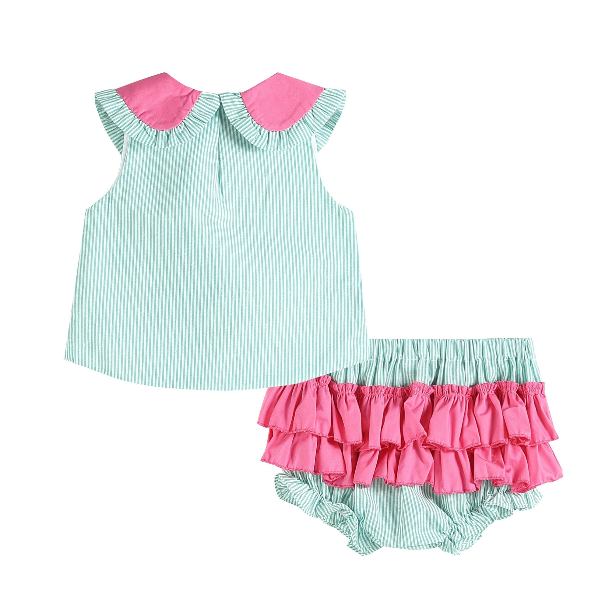 Pink And Green Watermelon Top And Ruffle Bloomer Set