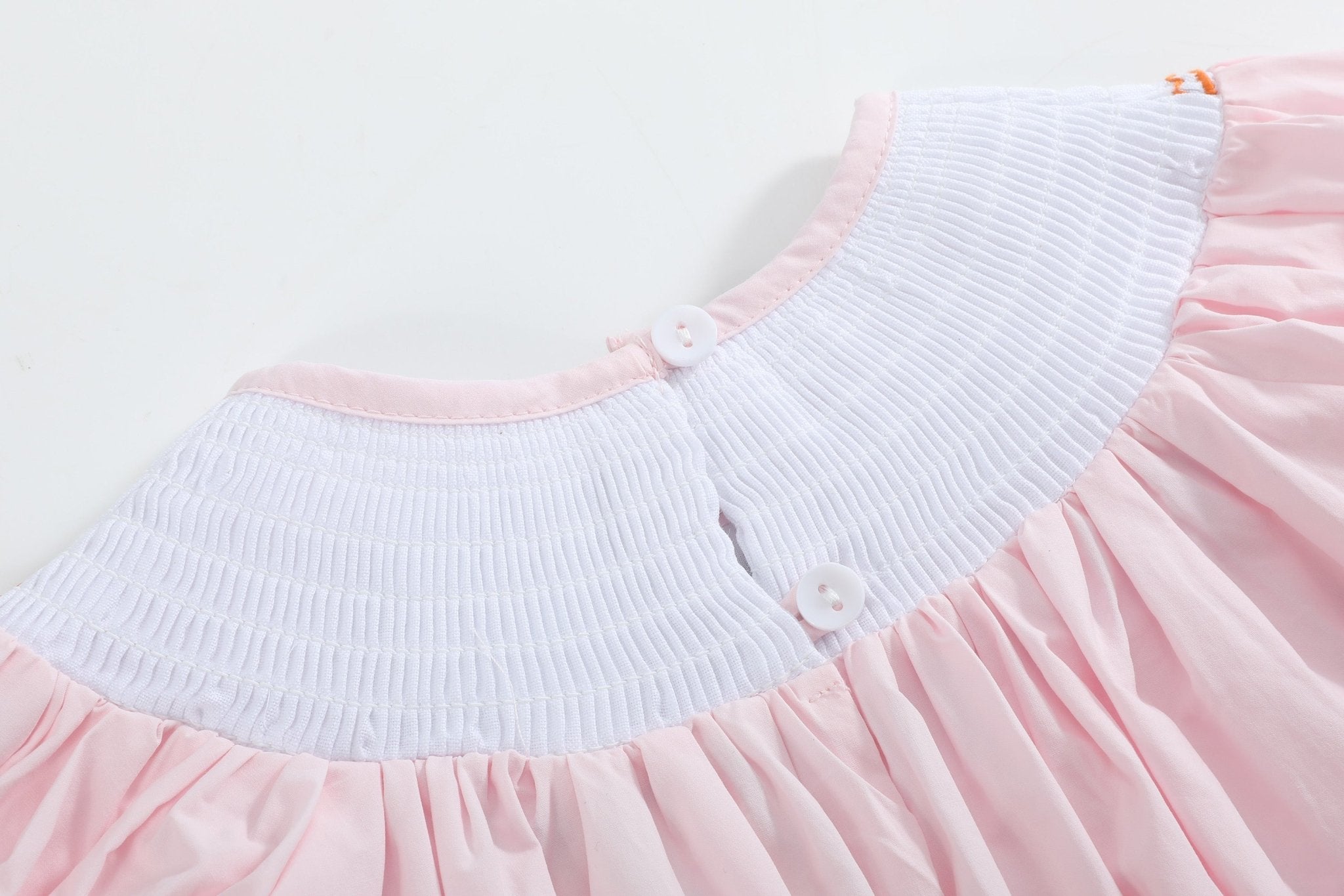 Pink And Orange Gingham Boo Smocked Bishop Dress