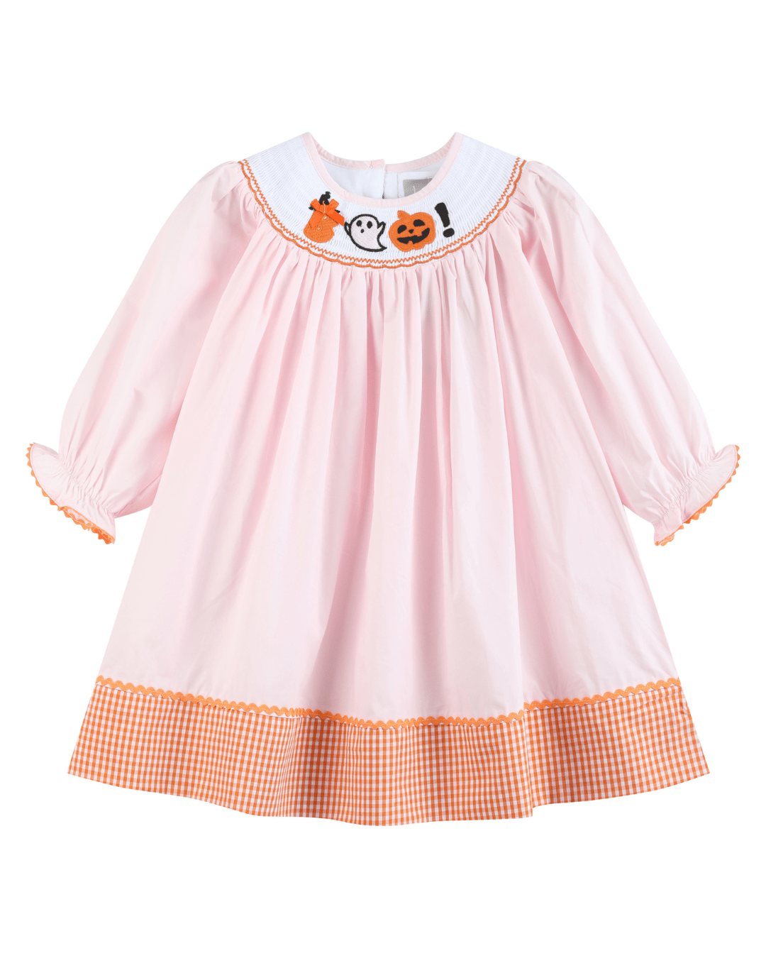 Pink And Orange Gingham Boo Smocked Bishop Dress