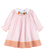 Pink And Orange Gingham Boo Smocked Bishop Dress