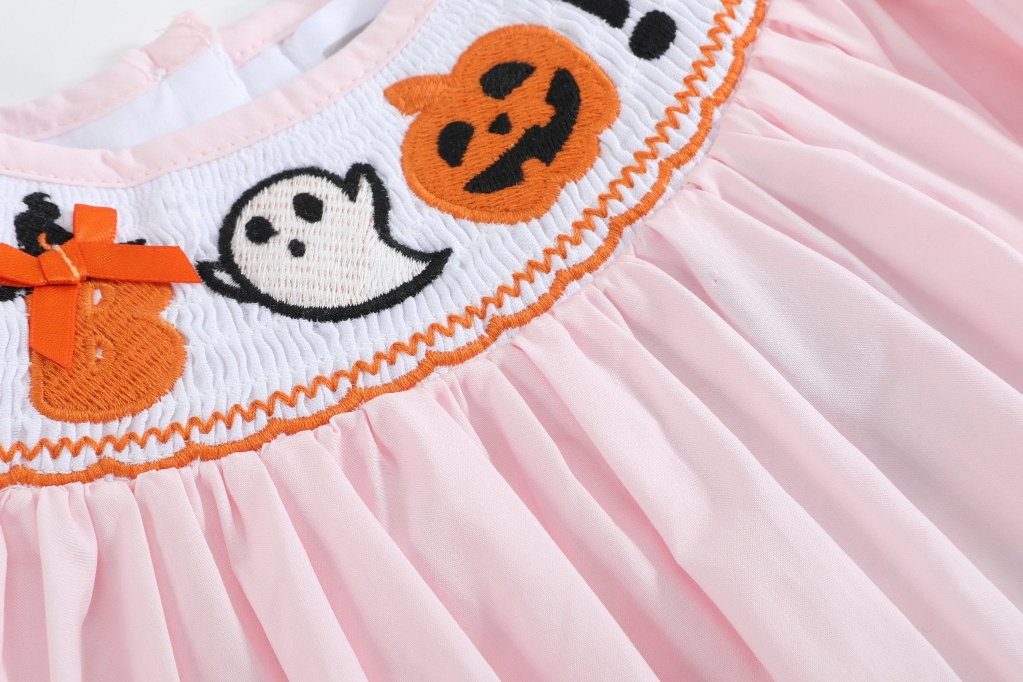 Pink And Orange Gingham Boo Smocked Bishop Dress