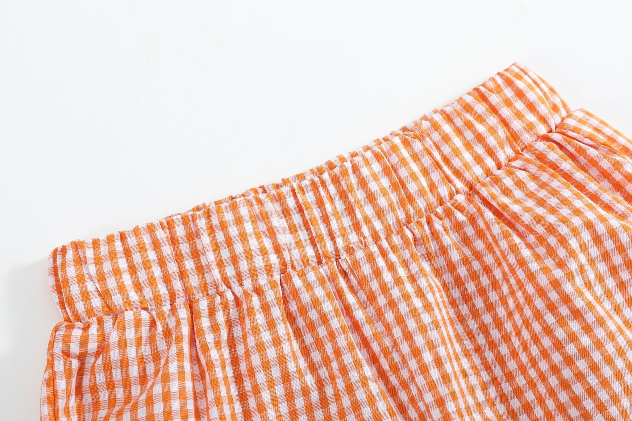 Pink And Orange Gingham Boo Smocked Dress And Bloomer Set