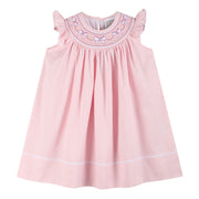 Pink And White Bows Smocked Bishop Dress