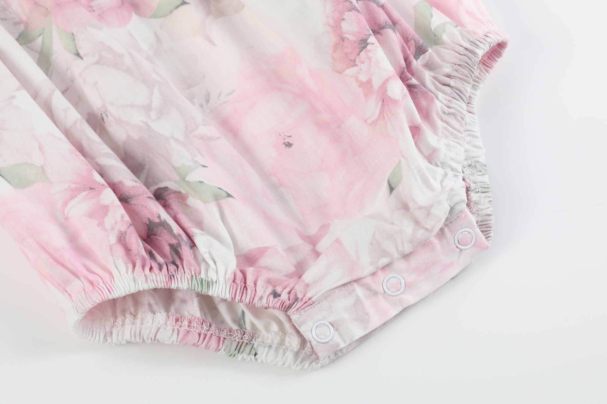 Pink And White Peony Bunny Smocked Flutter Romper