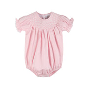 Pink And White Smocked Bubble Romper