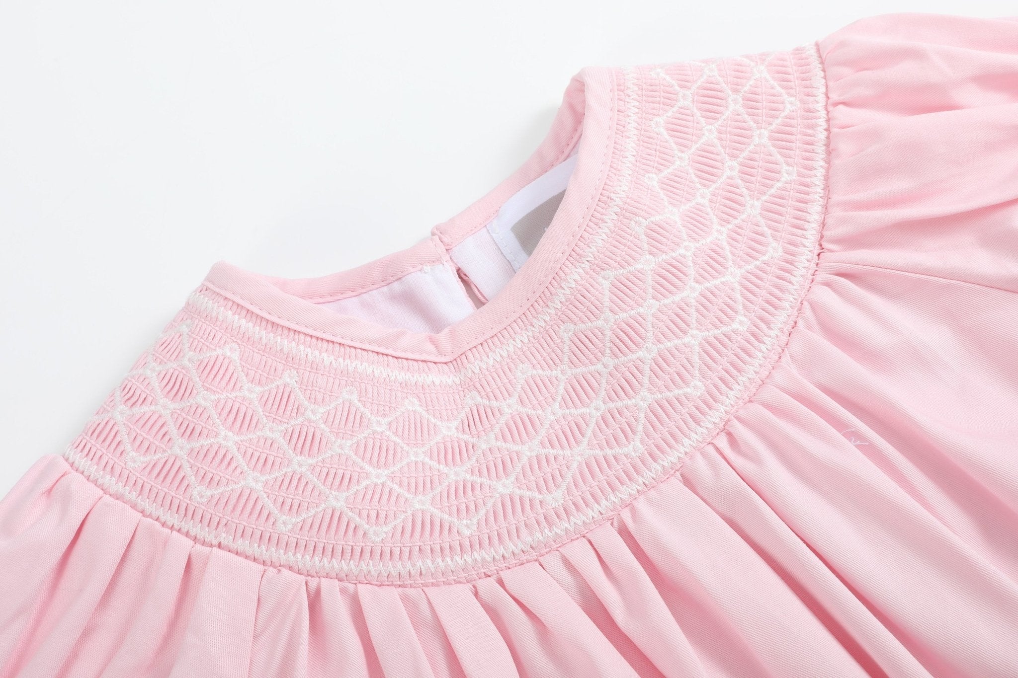 Pink And White Smocked Bubble Romper