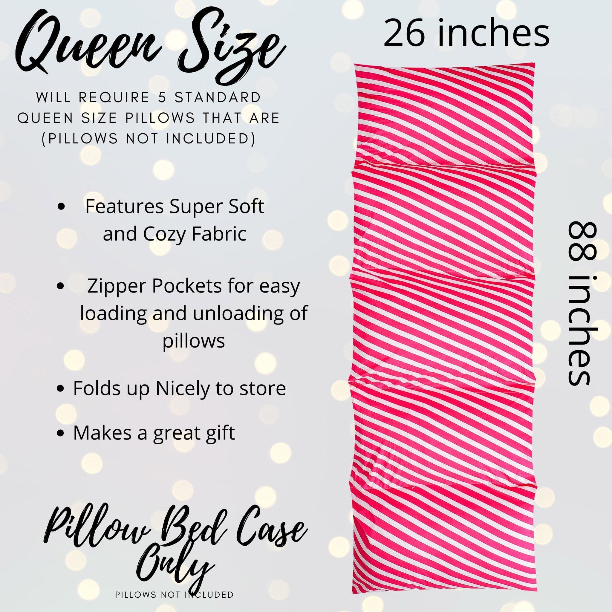 Pink And White Stripe Print Pillow Bed Case, Floor Lounger Gift