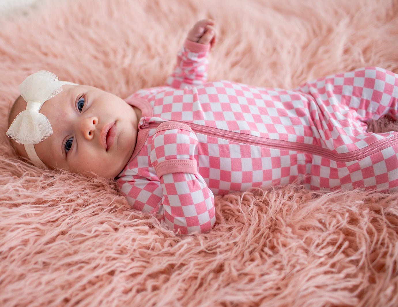 Pink Checkers Footie