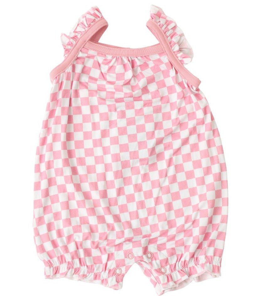 Pink Checks Bubble Romper