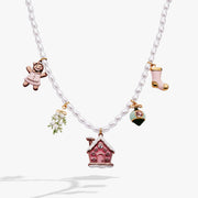 Pink Christmas Beaded Charm Necklace