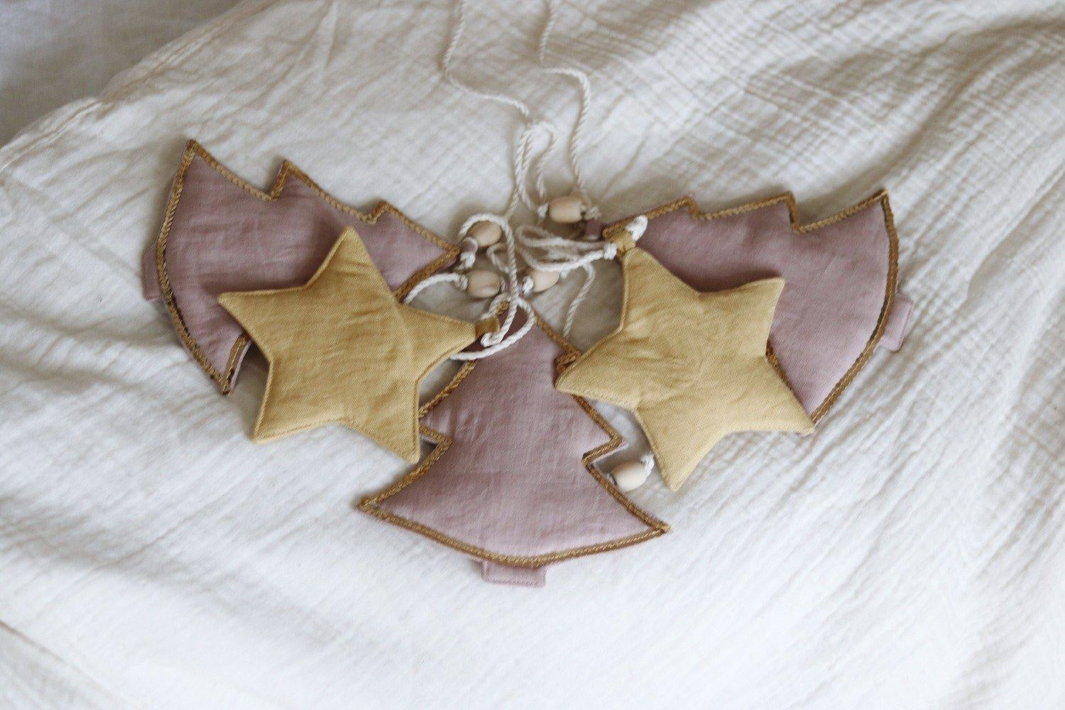 Linen Pink Christmas Tree Garland