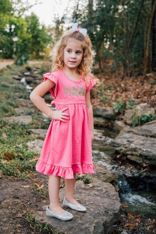Girls Ruffled Dress With Tie