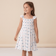 Pink Farm Hens Bamboo Smocked Vintage Dress