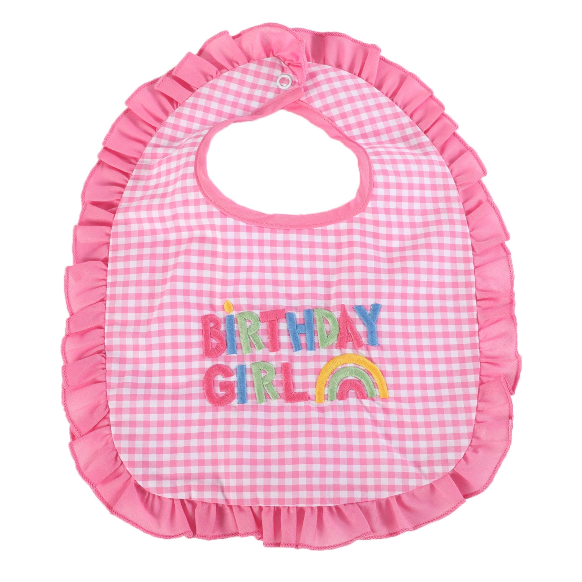 Pink Gingham 'birthday Girl' Bib