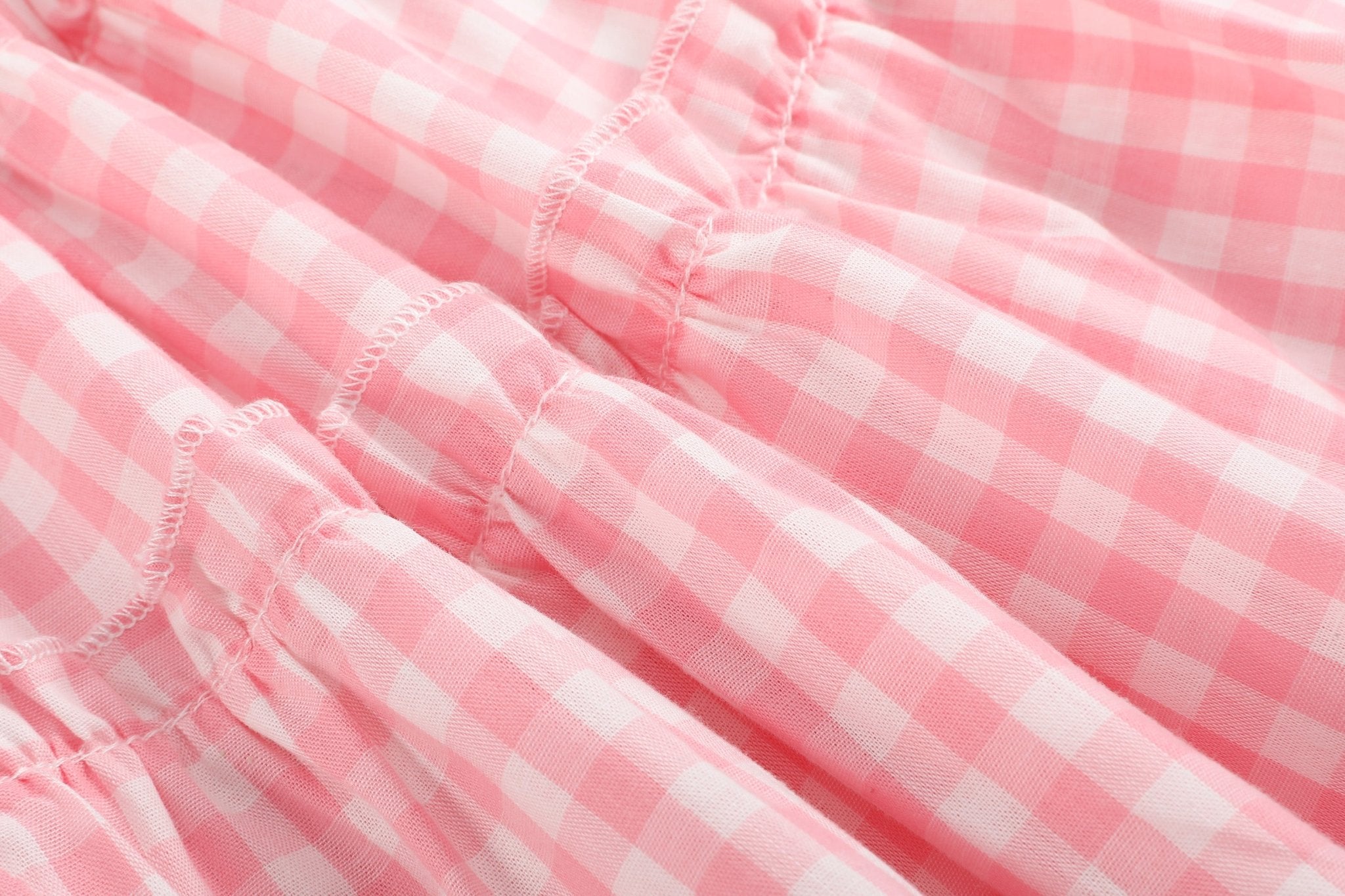 Pink Gingham Check Layered Sundress