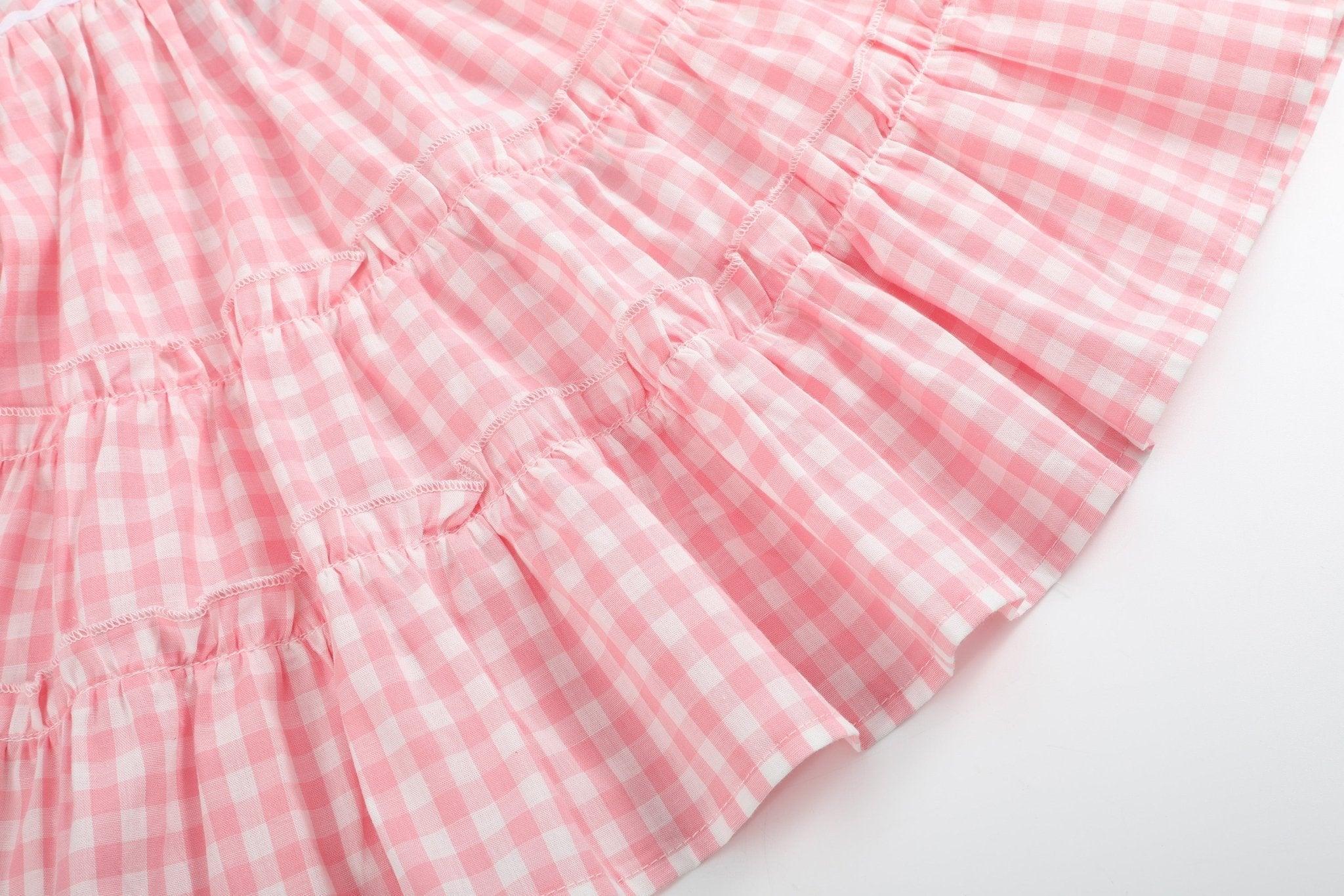 Pink Gingham Check Layered Sundress