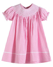 Pink Gingham Classic Smocked Bishop Dress