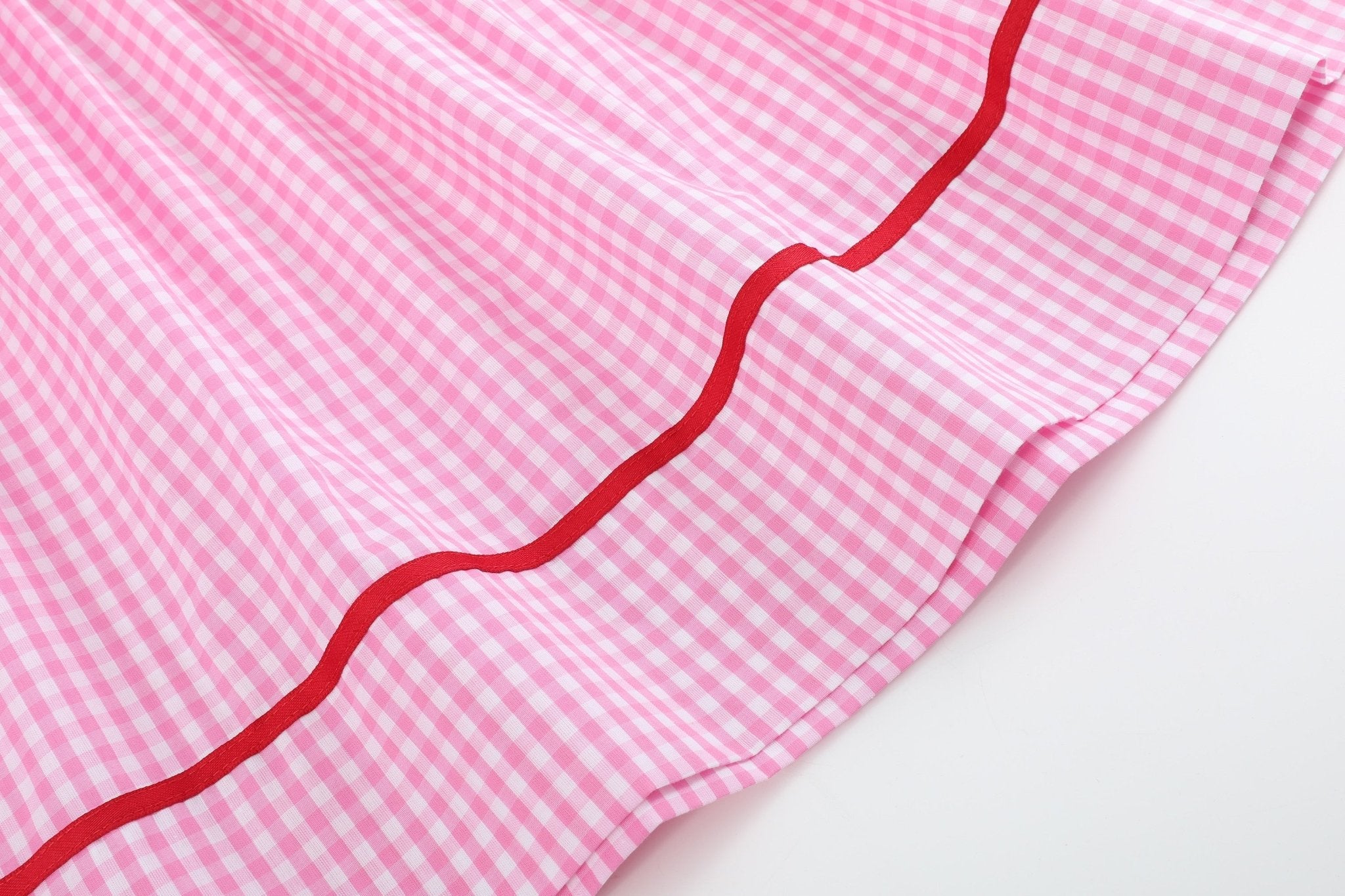 Pink Gingham Daisy And Hearts Smocked Bishop Dress
