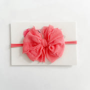 Pink Grapefruit | Skinny Mini Nylon Ruffled Baby Headband