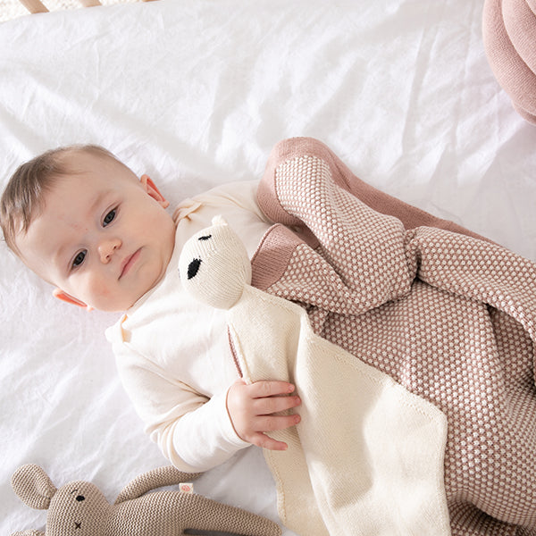 Elegant Organic Cotton Baby Blanket And Teddy Lovie Set