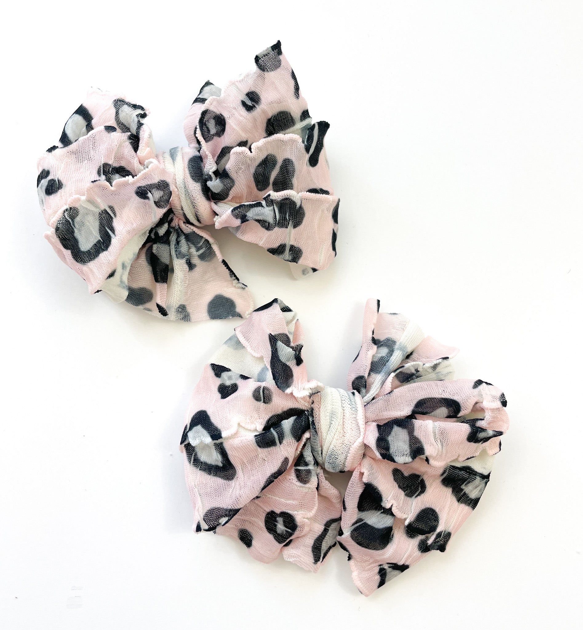 Pink Leopard Print | Ruffled Hair Clip