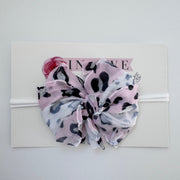 Pink Leopard | Skinny Mini Nylon Ruffled Baby Headband